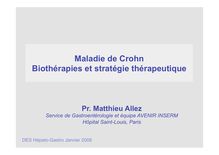 Maladie de Crohn Biothérapies et stratégie thérapeutique
