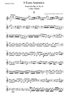 Partition violon 1 solo, Concerto pour 2 violons en A minor, A minor