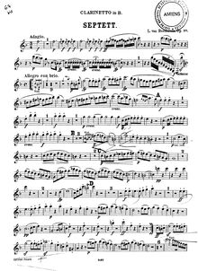 Partition clarinette (B♭) (Smaller B&W images), Septet, Beethoven, Ludwig van