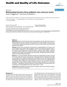 Relationship between three palliative care outcome scales