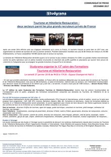 Studyrama organise le 13e salon des Formations Tourisme et Hôtellerie-Restauration - Pôle Métiers du Vin à Paris le 27 janvier 2018