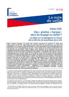 ANALYSE Des « ghettos » français : abus de langage ou réalité ? n°178