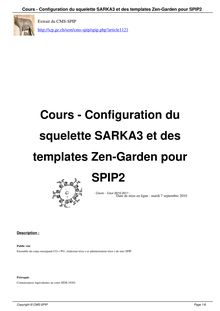 Cours - Configuration du squelette SARKA3 et des templates Zen-Garden  pour SPIP2 
