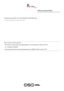Espace public et sociabilité esthétique - article ; n°1 ; vol.68, pg 207-237