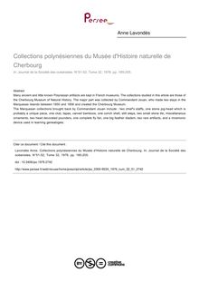 Collections polynésiennes du Musée d Histoire naturelle de Cherbourg - article ; n°51 ; vol.32, pg 185-205