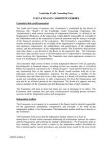 AUDIT COMMITTEE CHARTER