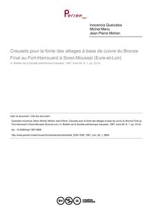 Creusets pour la fonte des alliages à base de cuivre du Bronze Final au Fort-Harrouard à Sorel-Moussel (Eure-et-Loir) - article ; n°1 ; vol.84, pg 23-32