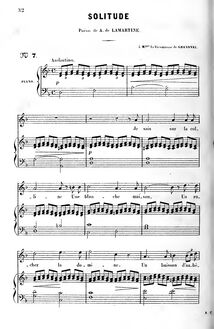 Partition complète (D minor: haut voix et piano), Solitude