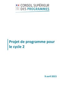 Programme scolaire 2015 : projet du Conseil supérieur des programmes