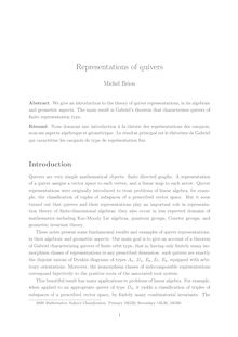 Abstract We give an introduction to the theory of quiver representations in its algebraic