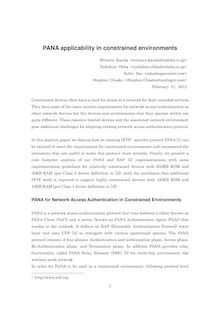 PANA applicability in constrained environments