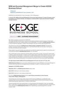 BEM and Euromed Management Merge to Create KEDGE Business School