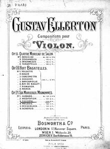 Partition , Gavotte (missing second page of partition de violon), 6 Morceaux mignons