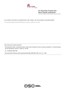La lutte contre la pollution de l eau en Europe occidentale - article ; n°1 ; vol.15, pg 718-736