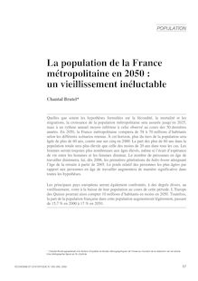 La population de la France métropolitaine en 2050 : un vieillissement inéluctable