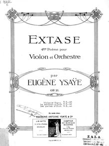 Partition violon et partition de piano, solo , partie, Extase, Op.21 par Eugène Ysaÿe