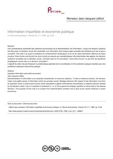 Information imparfaite et économie publique - article ; n°1 ; vol.33, pg 5-29