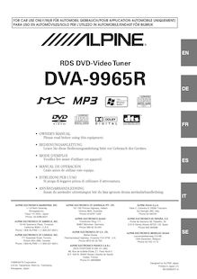 Notice Système de voiture Audio Alpine  DVA-9965R