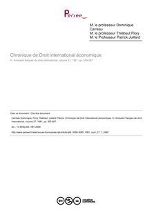 Chronique de Droit international économique - article ; n°1 ; vol.27, pg 505-567