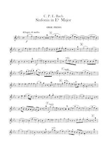 Partition hautbois 1, 2, Symphony, Wq.183/2 (H.664), E-flat major
