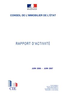 Conseil de l immobilier de l Etat : rapport d activité 2006-2007