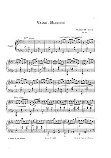 Partition complète, Valse-Bluette, Op.158, Lack, Théodore