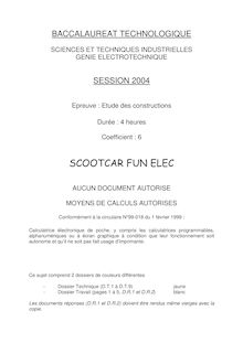 Baccalaureat 2004 etude des constructions s.t.i (genie electrotechnique) semestre 2 antilles