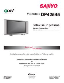 Notice Télévision Sanyo  DP42545