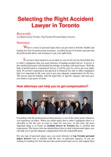 Selecting the Right Accident Lawyer in Toronto