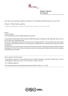 Un four de potier gallo-romain à Thésée-la-Romaine (Loir-et-Cher). Première partie - article ; n°4 ; vol.7, pg 291-302
