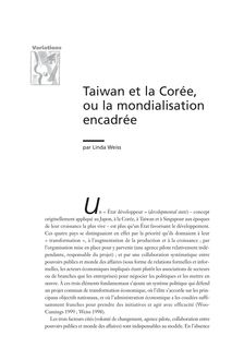 Taiwan et la Corée, ou la mondialisation encadrée - article ; n°1 ; vol.8, pg 149-161