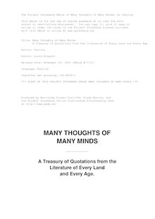 Many Thoughts of Many Minds - A Treasury of Quotations from the Literature of Every Land and Every Age