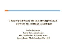 Toxicité pulmonaire des immunosuppreseeurs au  cours des maladiesx