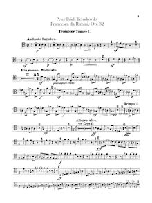 Partition Trombone 1, 2, 3 (ténor, basse clefs), Tuba, Francesca da Rimini