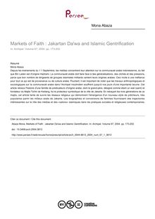 Markets of Faith : Jakartan Da wa and Islamic Gentrification - article ; n°1 ; vol.67, pg 173-202