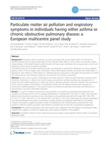 Particulate matter air pollution and respiratory symptoms in individuals having either asthma or chronic obstructive pulmonary disease: a European multicentre panel study