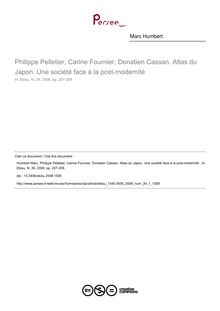 Philippe Pelletier, Carine Fournier, Donatien Cassan. Atlas du Japon. Une société face à la post-modernité  - article ; n°1 ; vol.39, pg 207-208