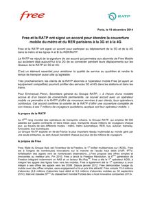 Free et la RATP ont signé un accord pour étendre la couverture mobile du métro et du RER parisiens à la 3G et à la 4G