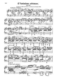 Partition complète, Variations Sérieuses, Op.54, Mendelssohn, Felix