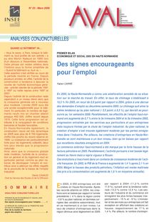 Premier bilan économique et social 2005 en Haute-Normandie - des signes encourageants pour l emploi