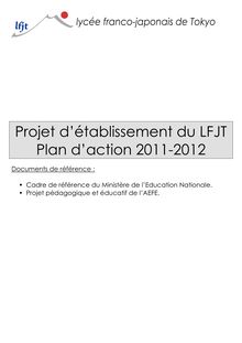 Projet d établissement du LFJT Plan d action 2011-2012