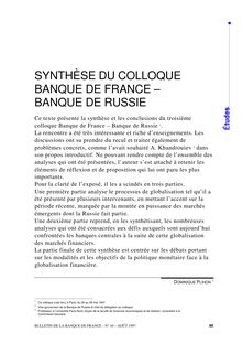 Synthèse du colloque Banque de France-Banque de Russie - Bulletin ...