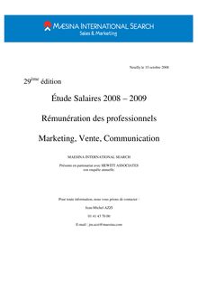 Rapport d étude Salaires Maesina 2008-09