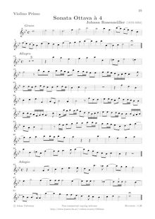 Partition parties complètes(violons I, II, III (=altos), altos, viole de gambe/violoncelles, Basso continuo), Sonatae à 2,3,4 è 5 stromenti da arco et altri