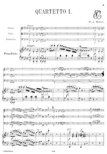 Partition complète et parties, Piano quatuor, Piano Quartet No.1