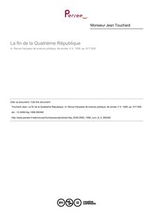 La fin de la Quatrième République - article ; n°4 ; vol.8, pg 917-928
