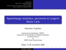 Apprentissage statistique, parcimonie et Langevin Monte Carlo