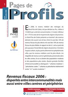 Revenus fiscaux 2006 :disparités entre intercommunalités mais aussi entre villes centres et périphéries