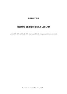 Rapport 2011 du comité de suivi de la loi LRU - Loi n° 2007-1199 du 10 août 2007 relative aux libertés et responsabilités des universités