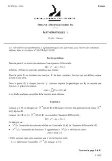 Mathématiques 1 2000 Classe Prepa PSI Concours Instituts Nat. Polytechniques (INP - ENSI)